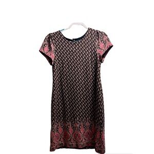 Anthropologie Maeve Pink Metallic Paisley Sweater Mini Dress M